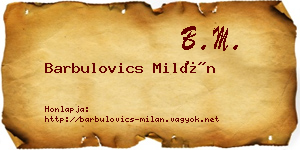 Barbulovics Milán névjegykártya